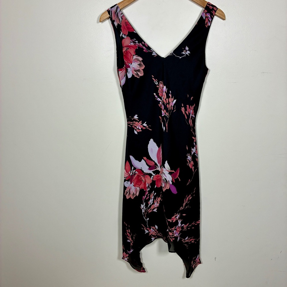 Vintage Y2K Babydoll Fairy Dress Size S Handkerchief Hem Dark Floral Whimsigoth